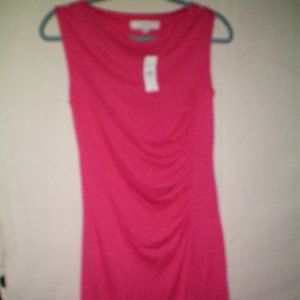 LOFT Side Ruched Shift Jersey Dress Pink Sleeveles